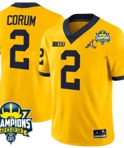 Blake Corum Jersey #2 Michigan Wolverines 2023 Big Ten Champions Patch Stitched Maize
