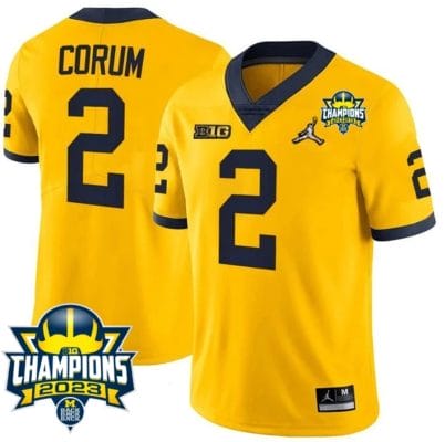 Blake Corum Jersey #2 Michigan Wolverines 2023 Big Ten Champions Patch Stitched Maize 8 Blake Corum Jersey #2 Michigan Wolverines 2023 Big Ten Champions Patch Stitched Maize