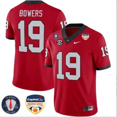 Brock Bowers Jersey #19 Georgia Bulldogs Orange Bowl Patch Football Stitched Red 8 Brock Bowers Jersey #19 Georgia Bulldogs Orange Bowl Patch Football Stitched Red