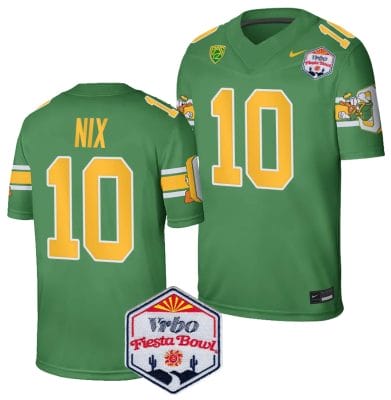 Bo Nix Jersey #10 Oregon Ducks Fiesta Bowl Patch 2024 Football Playoff Green