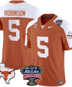 Bijan Robinson Jersey #5 Texas Longhorns Sugar Bowl Patch Vapor Football Texas Orange Alternate