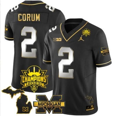 Blake Corum Jersey #2 Michigan Wolverines 2023 Big Ten Champions Patch Stitched Black Limited 8 Blake Corum Jersey #2 Michigan Wolverines 2023 Big Ten Champions Patch Stitched Black Limited