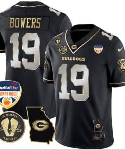 Brock Bowers Jersey #19 Georgia Bulldogs Vapor Limited Orange Bowl Patch Black Limited