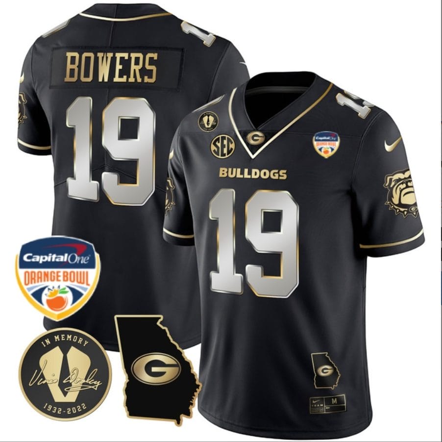 Brock Bowers Jersey #19 Georgia Bulldogs Vapor Limited Orange Bowl Patch Black Limited 1 Brock Bowers Jersey #19 Georgia Bulldogs Vapor Limited Orange Bowl Patch Black Limited