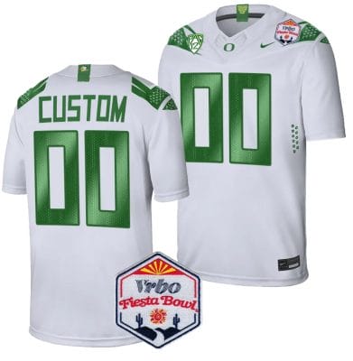 Custom Oregon Ducks Jersey Name and Number Fiesta Bowl Patch 2024 Football White