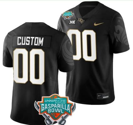 Custom UCF Knights Jersey Name and Number 2023 Gasparilla Bowl Patch Football Black 8 Custom UCF Knights Jersey Name and Number 2023 Gasparilla Bowl Patch Football Black
