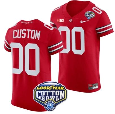 Custom Ohio State Buckeyes Jersey Name and Number Cotton Bowl Patch 2023 Football Scarlet 8 Custom Ohio State Buckeyes Jersey Name and Number Cotton Bowl Patch 2023 Football Scarlet