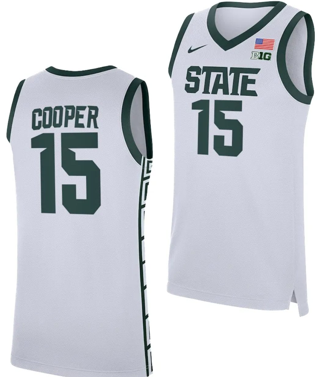 Carson Cooper Jersey #15 Michigan State Spartans Replica Basketball 2023-24 White 1 Carson Cooper Jersey #15 Michigan State Spartans Replica Basketball 2023-24 White