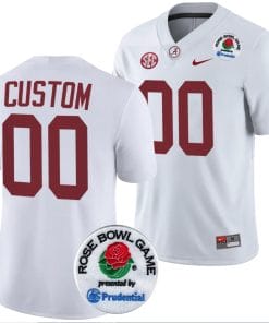 Custom Alabama Crimson Tide Jersey Name and Number Rose Bowl Game 2024 Patch College Football Playoff White