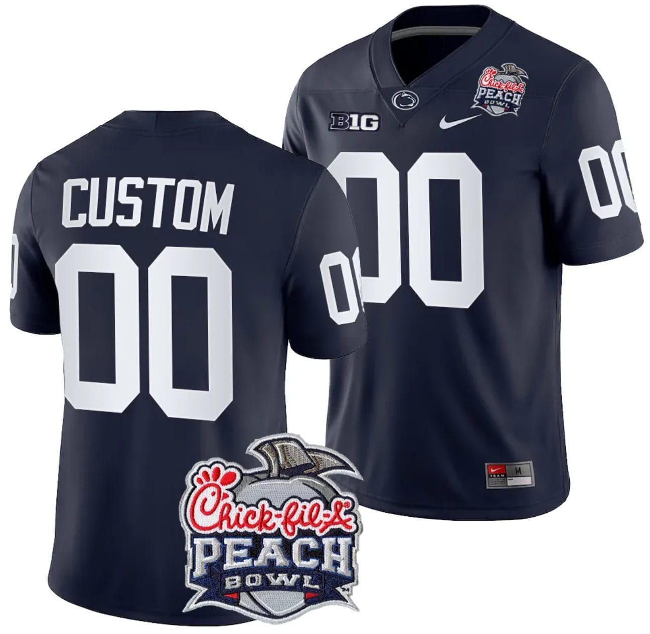 Custom Penn State Jersey Name and Number Peach Bowl Patch 2024 College Football Navy 1 Custom Penn State Jersey Name and Number Peach Bowl Patch 2024 College Football Navy