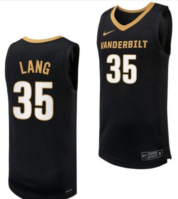 Carter Lang Jersey #35 Vanderbilt Commodores Replica Basketball uniform Black 8 Carter Lang Jersey #35 Vanderbilt Commodores Replica Basketball uniform Black