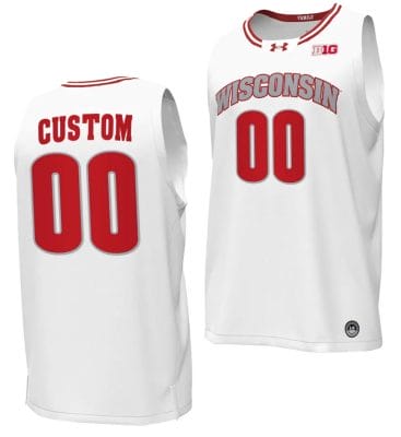 Custom Wisconsin Badgers Jersey Name and Number By the Players College Basketball 2023-24 White 6 Custom Wisconsin Badgers Jersey Name and Number By the Players College Basketball 2023-24 White