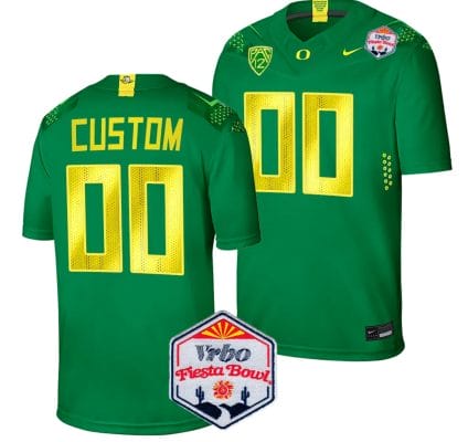 Custom Oregon Ducks Jersey Name and Number Fiesta Bowl Patch 2024 Football Green