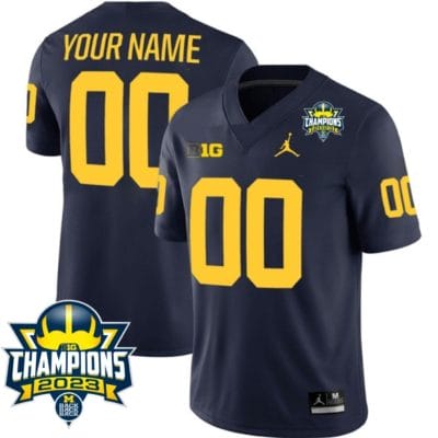 Custom Michigan Wolverines Jersey Name and Number 2023 Big Ten Champions Patch Navy 8 Custom Michigan Wolverines Jersey Name and Number 2023 Big Ten Champions Patch Navy