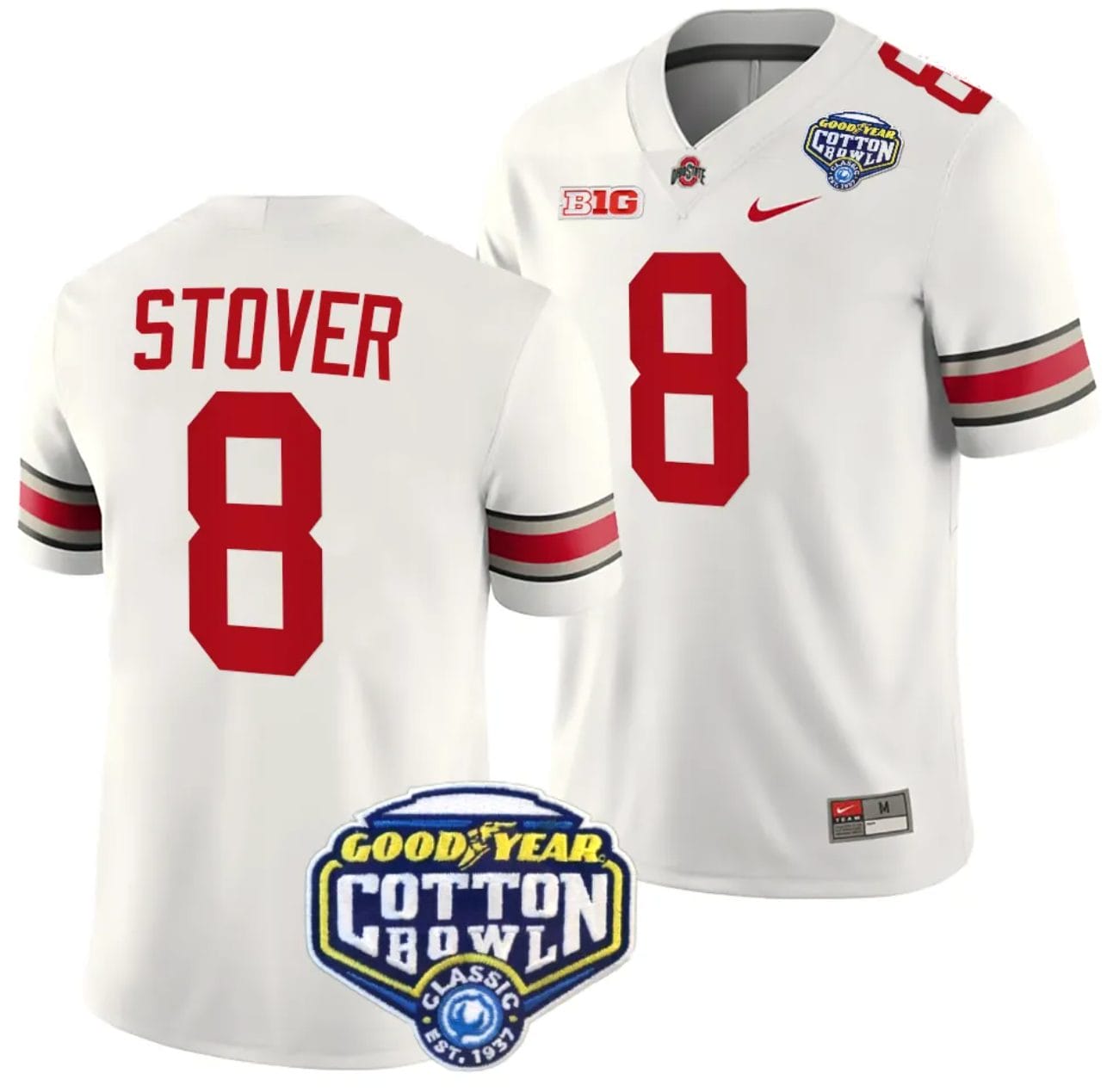 Cade Stover Jersey #8 Ohio State Buckeyes Cotton Bowl Patch 2023 Football White 1 Cade Stover Jersey #8 Ohio State Buckeyes Cotton Bowl Patch 2023 Football White