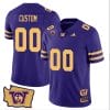 Custom Washington Huskies Jersey Name and Number Washington Map Patch Football Purple Gold