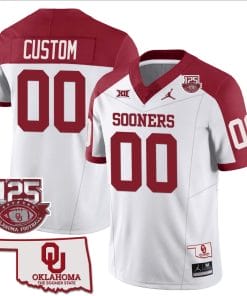 Custom Oklahoma Sooners Jersey Name and Number 125th Season Patch Football Alternate White
