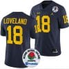 Colston Loveland Jersey #18 Michigan Wolverines Rose Bowl Game 2024 Patch College Football Playoff Navy