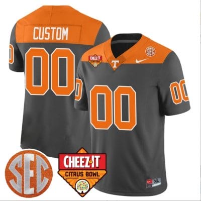 Custom Tennessee Vols Jersey Name and Number Football Cheez It Citrus Bowl Patch Gray