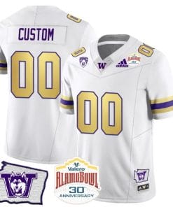 Custom Washington Huskies Jersey Name and Number Alamo Bowl Patch Football Husky Royalty