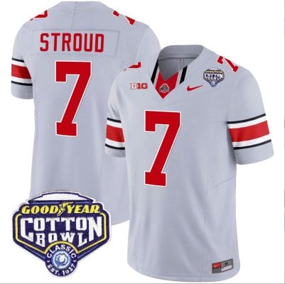 CJ Stroud Jersey #7 Ohio State Buckeyes Cotton Bowl Patch Vapor Football Gray