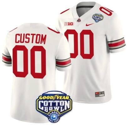 Custom Ohio State Buckeyes Jersey Name and Number Cotton Bowl Patch 2023 Football White