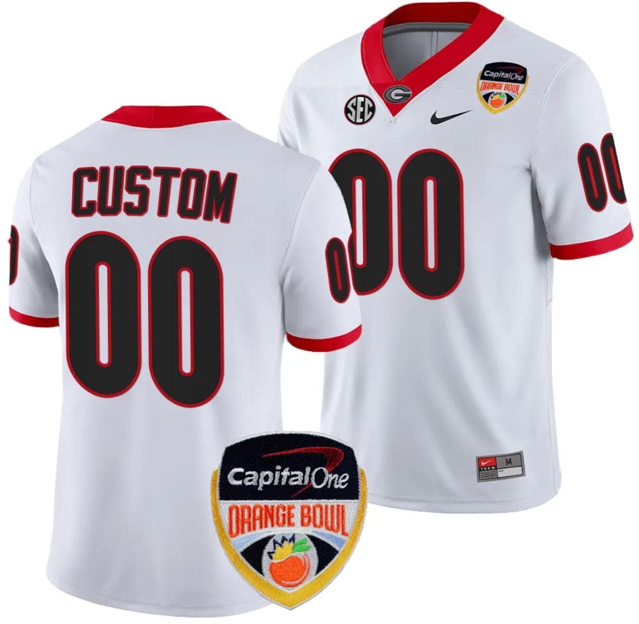 Custom Georgia Bulldogs Jersey Name and Number Orange Bowl Patch 2023 College Football White 1 Custom Georgia Bulldogs Jersey Name and Number Orange Bowl Patch 2023 College Football White