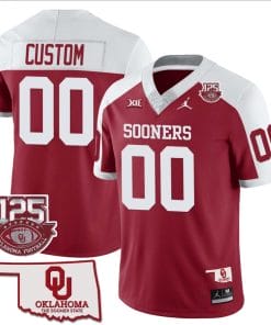 Custom Oklahoma Sooners Jersey Name and Number 125th Season Patch Football Alternate Red