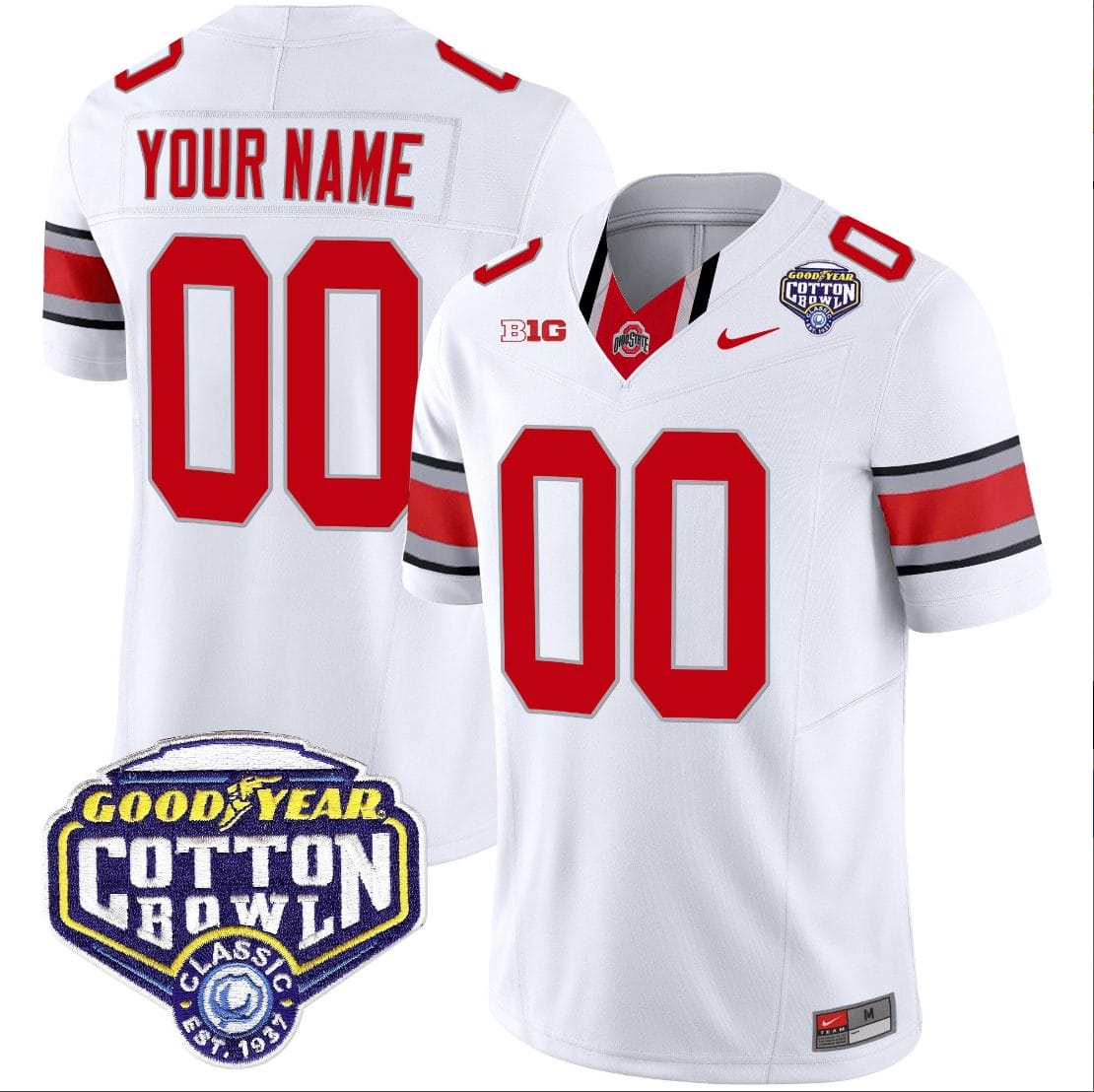 Custom Ohio State Jersey Name and Number Cotton Bowl Patch Vapor Football White 1 Custom Ohio State Jersey Name and Number Cotton Bowl Patch Vapor Football White