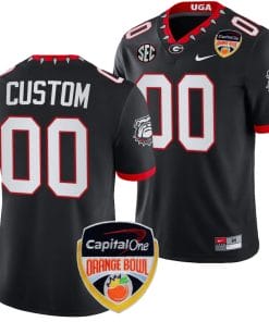 Custom Georgia Bulldogs Jerey Name and Number Orange Bowl Patch 2023 College Football Black