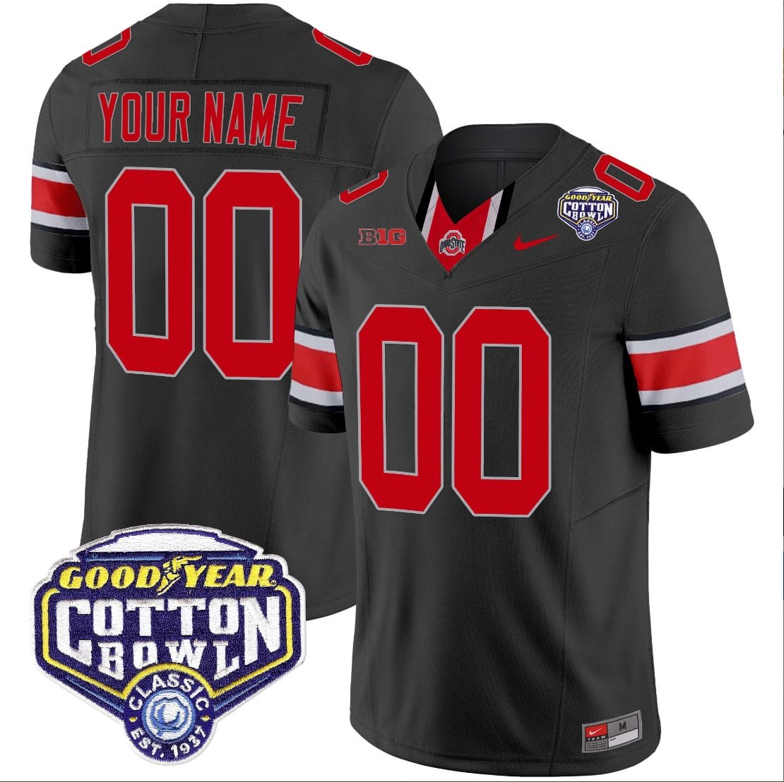 Custom Ohio State Jersey Name and Number Cotton Bowl Patch Vapor Football Black 1 Custom Ohio State Jersey Name and Number Cotton Bowl Patch Vapor Football Black