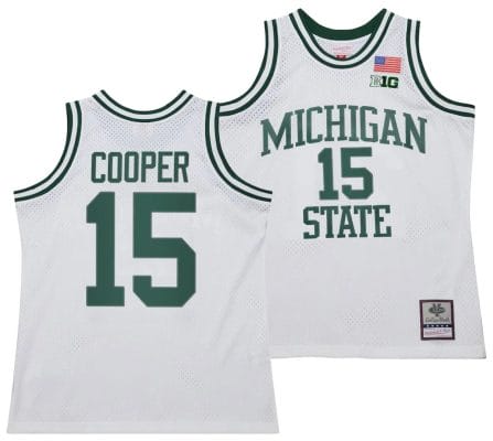 Carson Cooper Jersey #15 Michigan State Spartans 125th Basketball Anniversary 1990 Throwback White 6 Carson Cooper Jersey #15 Michigan State Spartans 125th Basketball Anniversary 1990 Throwback White