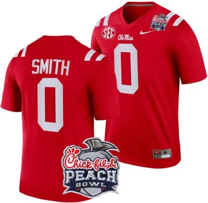 Custom Ole Miss Rebels Jersey Name and Number Peach Bowl Patch 2024 College Football Playoff Red 8 Custom Ole Miss Rebels Jersey Name and Number Peach Bowl Patch 2024 College Football Playoff Red