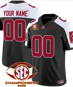 Custom Alabama Crimson Jersey Name and Number SEC Championship 2023 Patch Basic Black Alternate