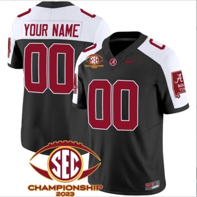Custom Alabama Crimson Jersey Name and Number SEC Championship 2023 Patch Basic Black Alternate 8 Custom Alabama Crimson Jersey Name and Number SEC Championship 2023 Patch Basic Black Alternate