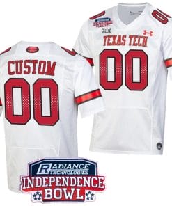 Custom Texas Tech Red Raiders Jersey Name and Number Independence Bowl Patch Football 2023 White