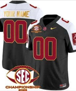 Custom Alabama Crimson Jersey Name and Number SEC Championship 2023 Patch Gold Black Alternate