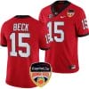 Carson Beck Jersey #15 Georgia Bulldogs Orange Bowl Patch 2023 College Football Red 4 Carson Beck Jersey #15 Georgia Bulldogs Orange Bowl Patch 2023 College Football Red