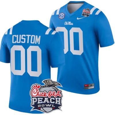 Custom Ole Miss Rebels Jersey Name and Number Peach Bowl Patch 2024 College Football Playoff Blue