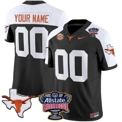 Custom Texas Longhorns Jersey Name and Number Sugar Bowl Patch Football Black Alternate 8 Custom Texas Longhorns Jersey Name and Number Sugar Bowl Patch Football Black Alternate