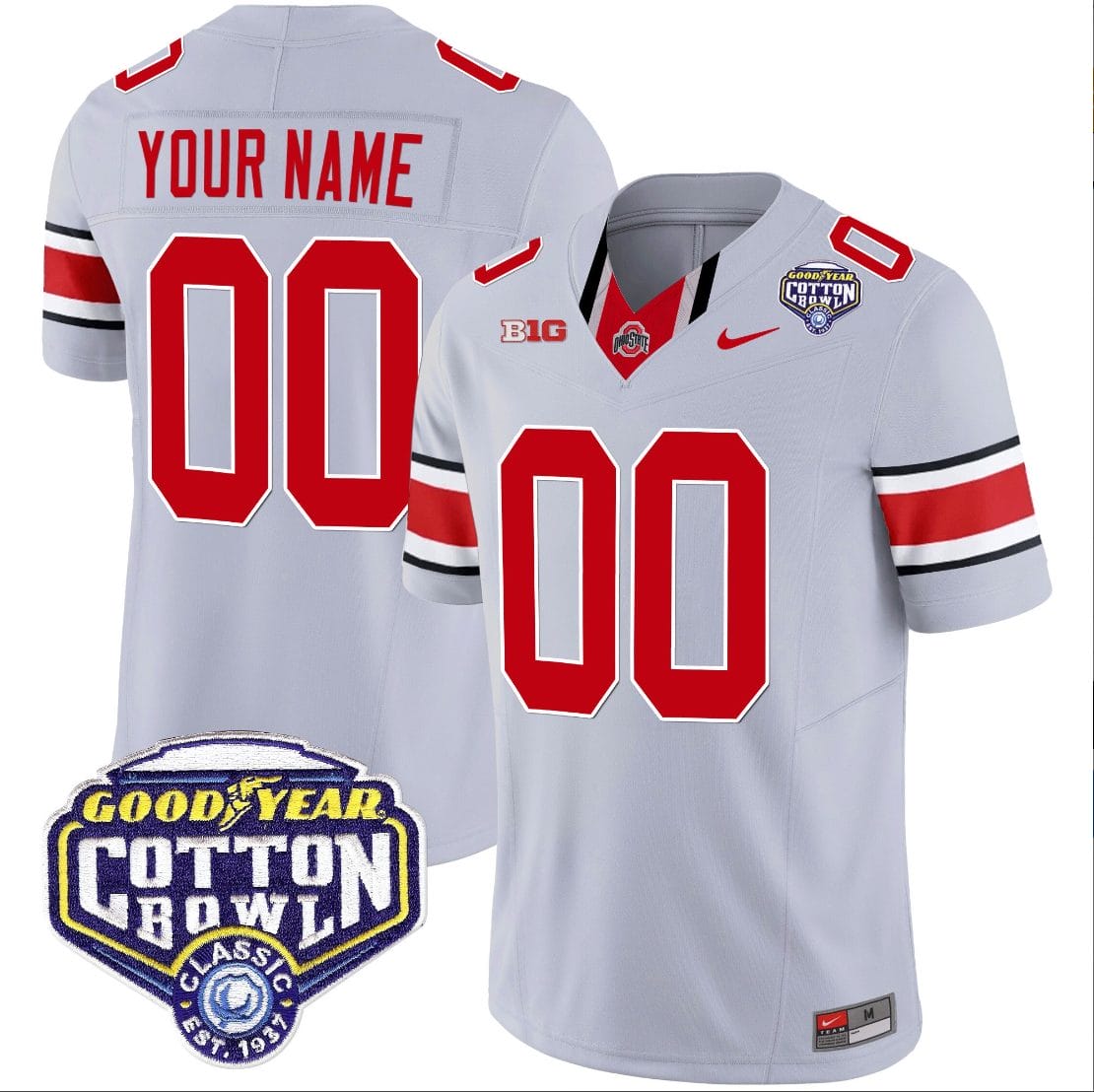 Custom Ohio State Jersey Name and Number Cotton Bowl Patch Vapor Football Gray 1 Custom Ohio State Jersey Name and Number Cotton Bowl Patch Vapor Football Gray