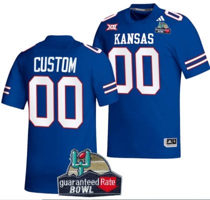 Custom Kansas Jayhawks Jersey Name and Number 2023 Guaranteed Rate Bowl Champs Football Royal 8 Custom Kansas Jayhawks Jersey Name and Number 2023 Guaranteed Rate Bowl Champs Football Royal