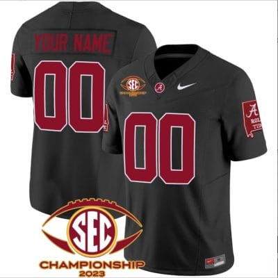 Custom Alabama Crimson Jersey Name and Number SEC Championship 2023 Patch Basic Football Black 8 Custom Alabama Crimson Jersey Name and Number SEC Championship 2023 Patch Basic Football Black