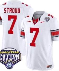 CJ Stroud Jersey #7 Ohio State Buckeyes Cotton Bowl Patch Vapor Football White