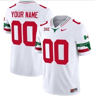 Custom Texas Longhorns Jersey Name and Number Mexico Vapor College Football White