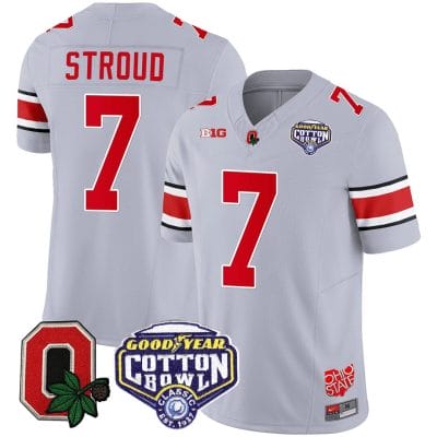 CJ Stroud Jersey #7 Ohio State Buckeyes Good Year Cotton Bowl Patch Football Gray