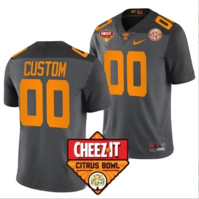 Custom Tennessee Vols Jersey Name and Number Football Cheez It Citrus Bowl Patch Smoke Gray 8 Custom Tennessee Vols Jersey Name and Number Football Cheez It Citrus Bowl Patch Smoke Gray
