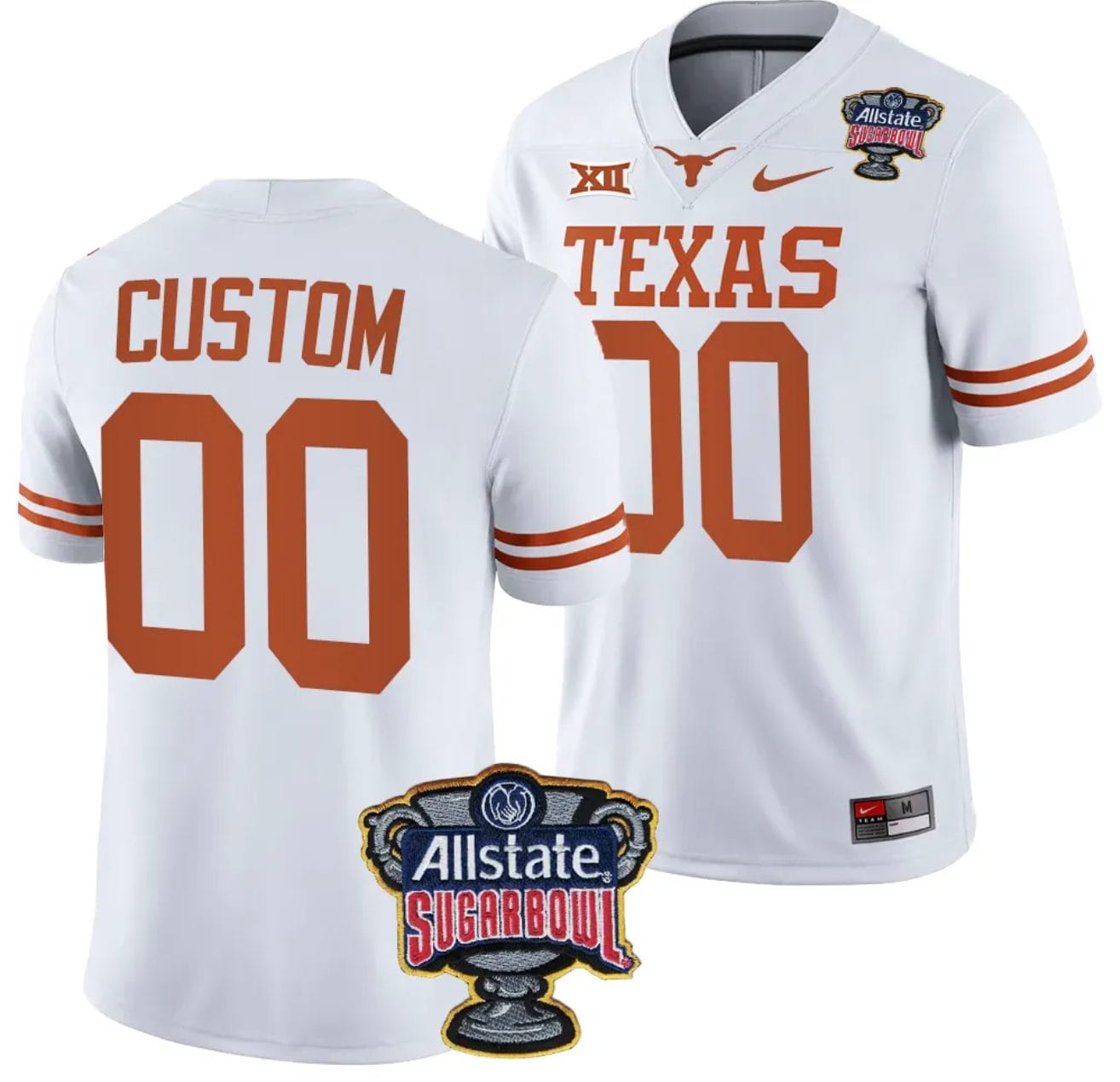 Custom Texas Longhorns Jersey Name and Number Allstate Sugar Bowl Patch 2024 College Football White 1 Custom Texas Longhorns Jersey Name and Number Allstate Sugar Bowl Patch 2024 College Football White