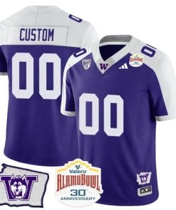 Custom Washington Huskies Jersey Name and Number Alamo Bowl Patch Football Alternate