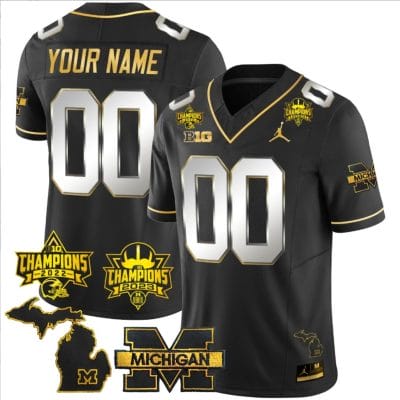Custom Michigan Wolverines Jersey Name and Number 2023 Big Ten Back to Back Champions Patch Black Limited 8 Custom Michigan Wolverines Jersey Name and Number 2023 Big Ten Back to Back Champions Patch Black Limited